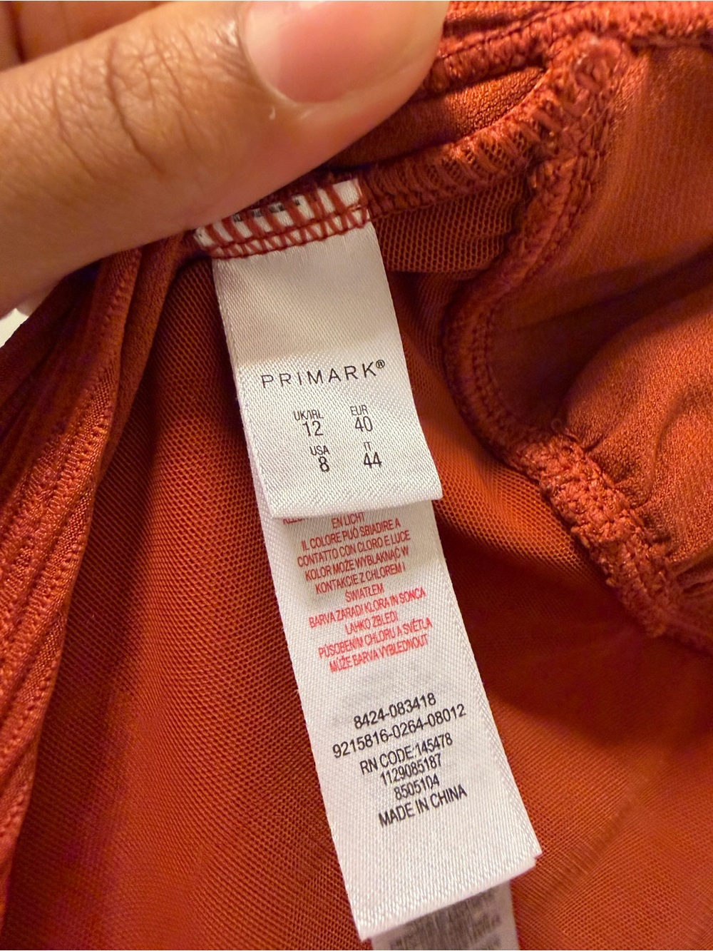 Primark Rust Ribbed Halter One-Piece - Picture 4 of 4